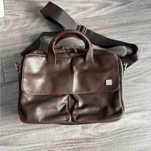 Knomo London Brown Leather Briefcase Messenger Bag